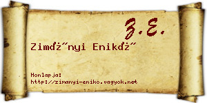 Zimányi Enikő névjegykártya